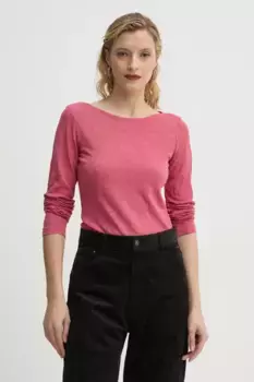 Хлопковый топ с длинными рукавами Marc O'Polo, розовый