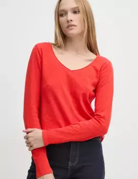 Хлопковый топ с длинными рукавами Marc O'Polo, красный