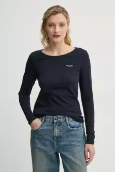 Хлопковый топ с длинными рукавами Marc O'Polo, темно-синий