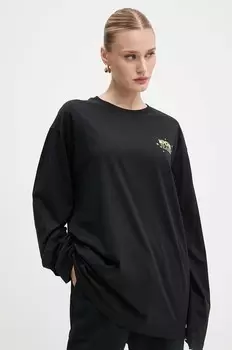 Хлопковый топ с длинными рукавами Moschino Jeans, черный