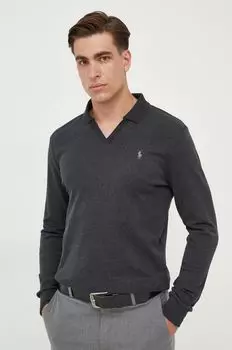 Хлопковый топ с длинными рукавами Polo Ralph Lauren, серый