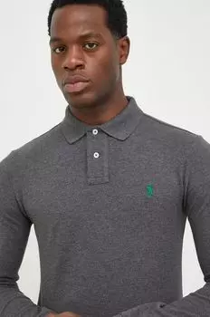 Хлопковый топ с длинными рукавами Polo Ralph Lauren, серый