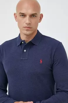 Хлопковый топ с длинными рукавами Polo Ralph Lauren, темно-синий