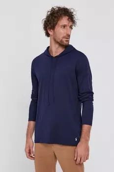 Хлопковый топ с длинными рукавами Polo Ralph Lauren, темно-синий