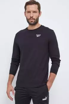 Хлопковый топ с длинными рукавами Reebok, черный