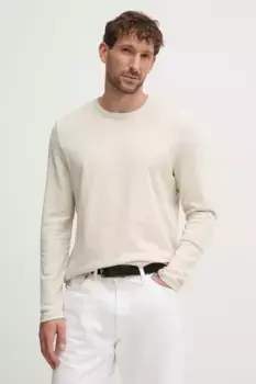 Хлопковый топ с длинными рукавами Samsoe Samsoe, бежевый