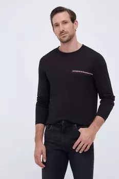 Хлопковый топ с длинными рукавами Tommy Hilfiger, черный