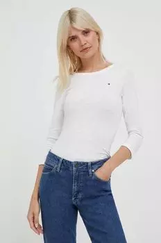 Хлопковый топ с длинными рукавами Tommy Hilfiger, бежевый