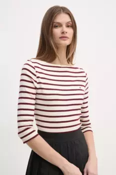 Хлопковый топ с длинными рукавами Tommy Hilfiger, бежевый