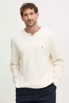 Хлопковый топ с длинными рукавами Tommy Hilfiger, бежевый