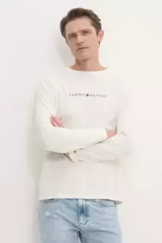 Хлопковый топ с длинными рукавами Tommy Hilfiger, бежевый
