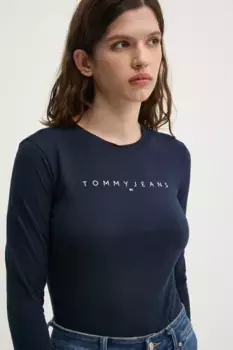 Хлопковый топ с длинными рукавами Tommy Jeans, темно-синий