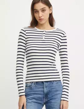 Хлопковый топ с длинными рукавами Tommy Jeans, темно-синий