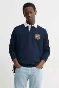 Хлопковый топ с длинными рукавами Tommy Jeans, темно-синий