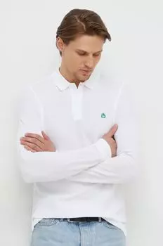 Хлопковый топ с длинными рукавами United Colors of Benetton, белый