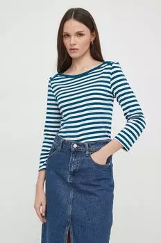 Хлопковый топ с длинными рукавами United Colors of Benetton, темно-синий