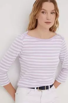 Хлопковый топ с длинными рукавами United Colors of Benetton, фиолетовый