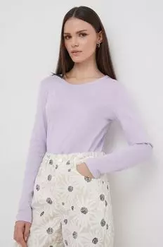 Хлопковый топ с длинными рукавами United Colors of Benetton, фиолетовый