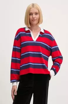 Хлопковый топ с длинными рукавами United Colors of Benetton, красный