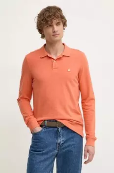 Хлопковый топ с длинными рукавами United Colors of Benetton, оранжевый