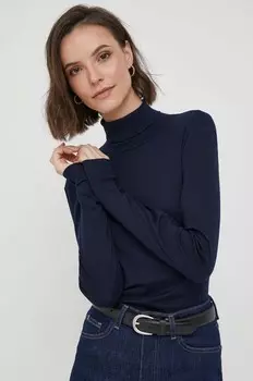 Хлопковый топ с длинными рукавами United Colors of Benetton, темно-синий