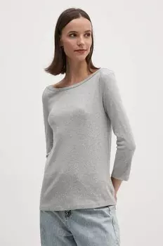 Хлопковый топ с длинными рукавами United Colors of Benetton, серый