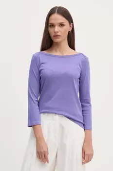 Хлопковый топ с длинными рукавами United Colors of Benetton, фиолетовый
