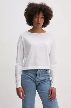 Хлопковый топ с длинными рукавами United Colors of Benetton, белый