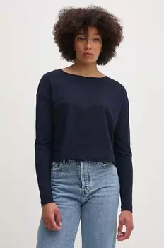 Хлопковый топ с длинными рукавами United Colors of Benetton, темно-синий