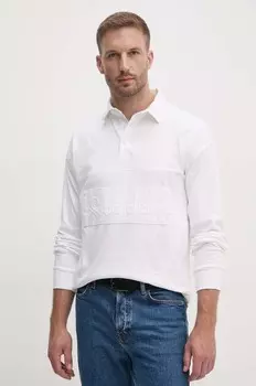 Хлопковый топ с длинными рукавами United Colors of Benetton, белый