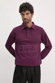 Хлопковый топ с длинными рукавами United Colors of Benetton, фиолетовый