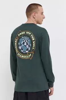 Хлопковый топ с длинными рукавами Vans, зеленый