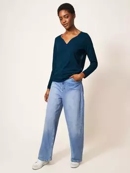 Хлопковый топ с длинными рукавами White Stuff Nelly, темно-синий