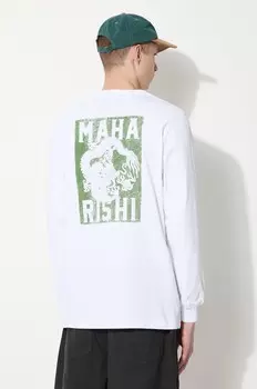 Хлопковый топ с длинными рукавами Woodblock Dragon L/S Maharishi, белый