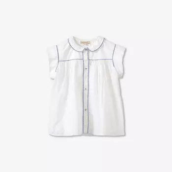 Хлопковый топ с контрастной строчкой «лемонграсс» для 3–12 лет Caramel, белый