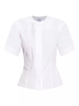 Хлопковый топ с короткими рукавами Alexander McQueen, белый