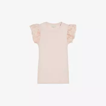 Хлопковый топ с круглым вырезом и оборками на плечах Ted Baker, розовый