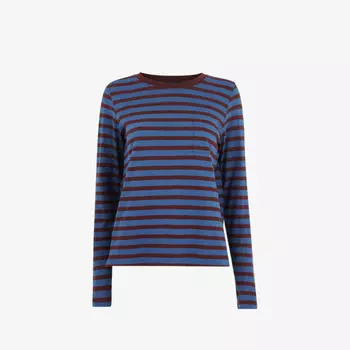 Хлопковый топ с круглым вырезом в полоску Whistles, мультиколор