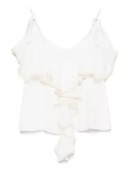 Хлопковый топ с кружевными деталями PNK, белый