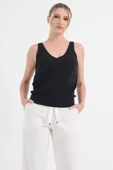 Хлопковый топ с кружевом Esprit, черный