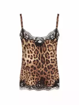 Хлопковый топ с леопардовым принтом Dolce&Gabbana, мультиколор