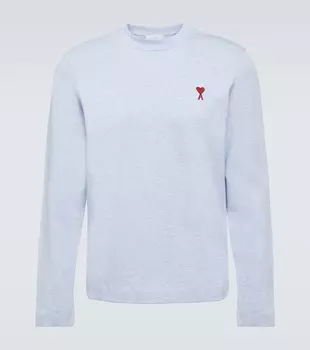 Хлопковый топ с логотипом Ami Paris, синий