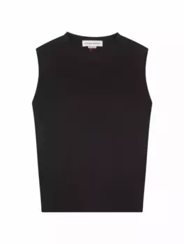 Хлопковый топ с логотипом Victoria Beckham, черный