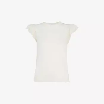 Хлопковый топ с оборками на рукавах Pointelle Whistles, бежевый