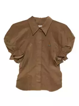 Хлопковый топ с оборками на рукавах Vivienne Westwood, коричневый