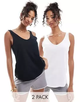 Хлопковый топ с овальным вырезом ASOS DESIGN Ultimate, в упаковке 2 шт. SAVE - MULTI