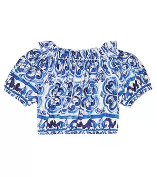 Хлопковый топ с принтом Dolce&Gabbana, синий