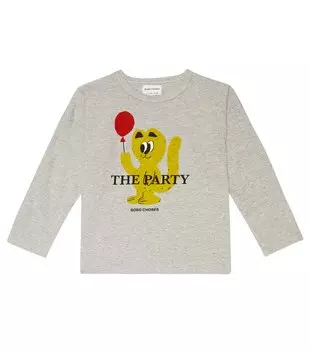Хлопковый топ с принтом Party Cat Bobo Choses, серый