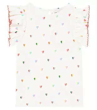 Хлопковый топ с принтом Stella McCartney Kids, разноцветный