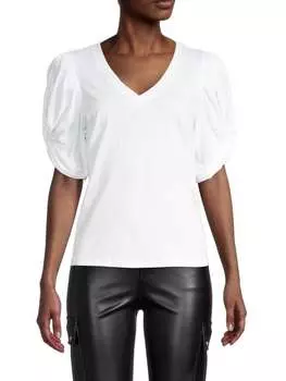 Хлопковый топ с пышными рукавами Avec Les Filles White